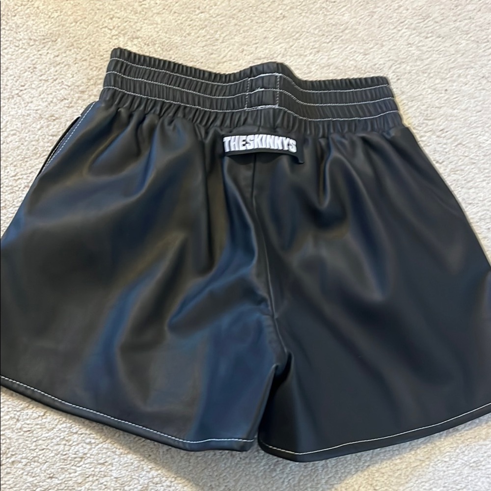 Women's Black Leather Shorts